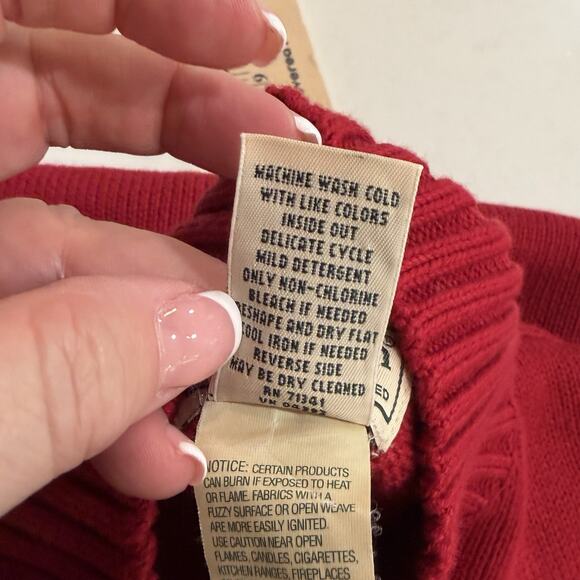 LL Bean Sweater Mens Large Heavy Knit Cotton Full Zip Sweater Christmas Holiday - Picture 4 of 7